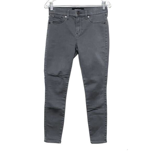 Express Legging Mid Rise Jeans Gray Denim Womens 2S 2 Short Stretch Classic Y2K - Picture 1 of 8